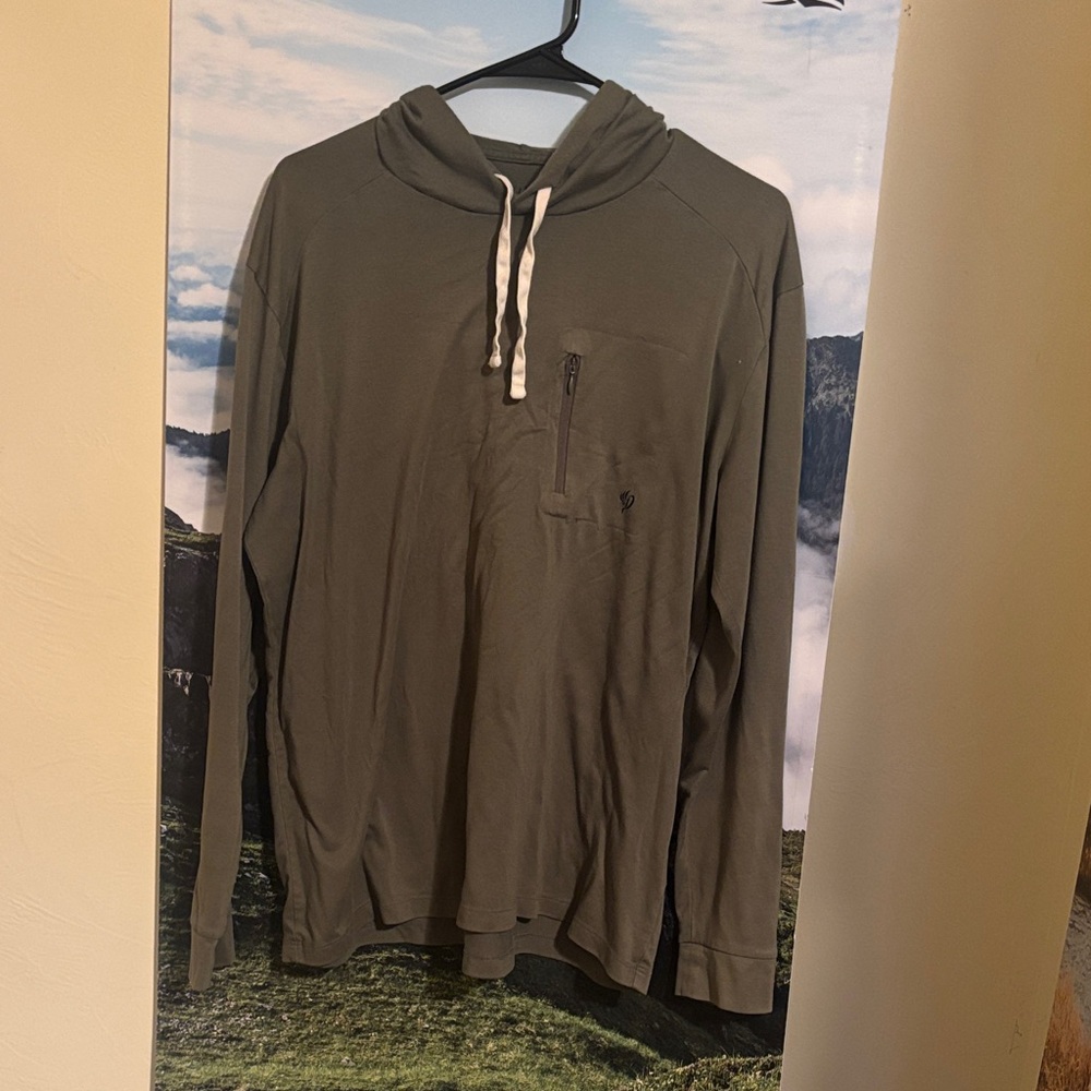 Men's Performance Wool Olive Hoodie by Duck Camp